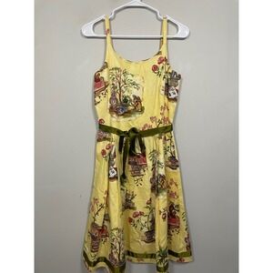 Vintage JP and Mattie Chinoiserie Printed Dress Size Small Animal Novelty Retro